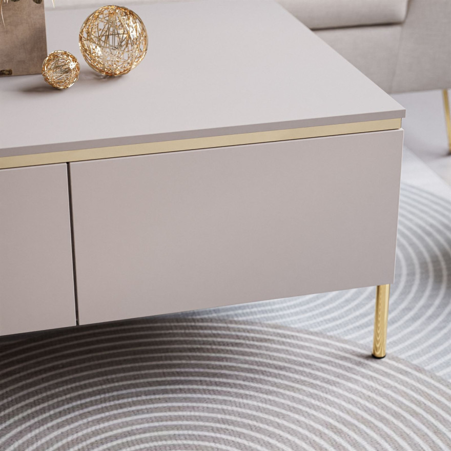 Couchtisch AURORA, Beine - gerade Goldchrom Couchtisch AURORA, Beine - gerade Goldchrom
