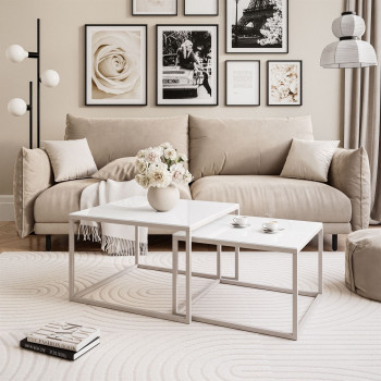 Couchtisch YOSHI GLASS 2in1 mit einem Gestell in Kaschmir