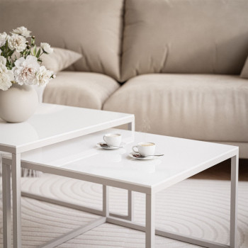 Couchtisch YOSHI GLASS 2in1 mit einem Gestell in Kaschmir