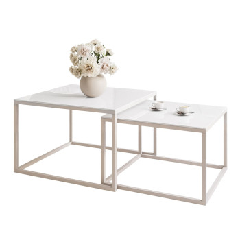 Couchtisch YOSHI GLASS 2in1 mit einem Gestell in Kaschmir