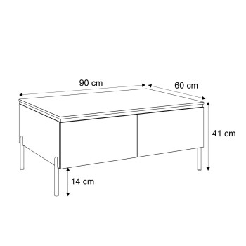 Couchtisch AURORA mit Staufach weiß glänzend