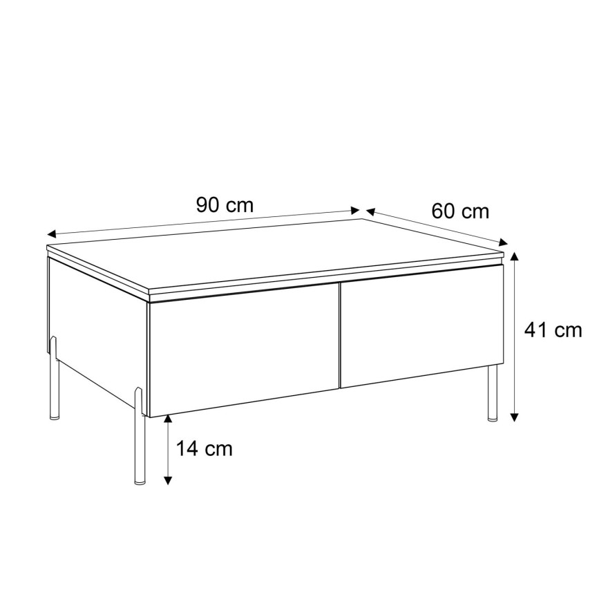 Couchtisch AURORA mit Staufach weiß glänzend