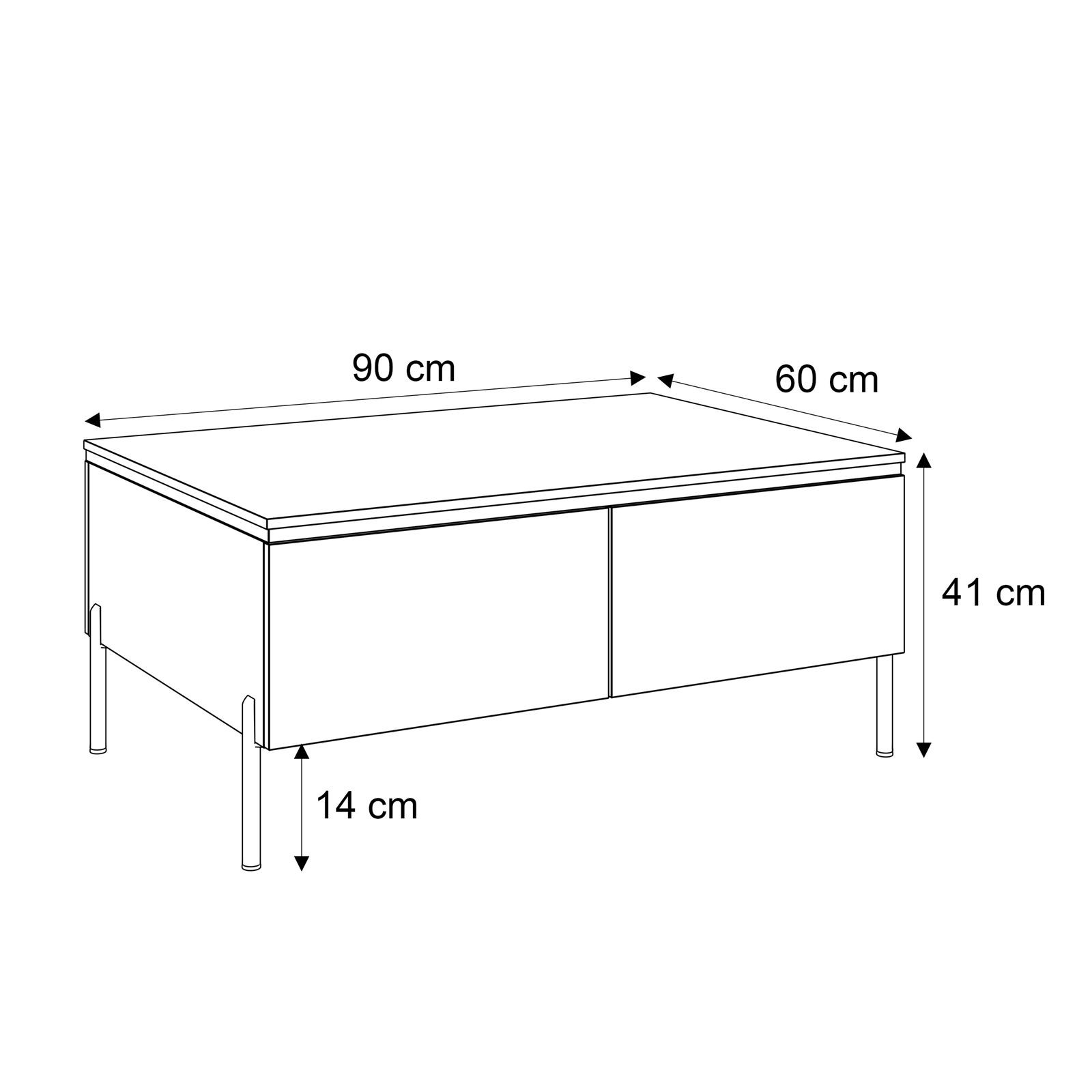 Couchtisch AURORA mit Staufach weiß glänzend