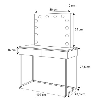 Schminktisch AURORA GOLD ELITE Kaschmir mit Spiegel