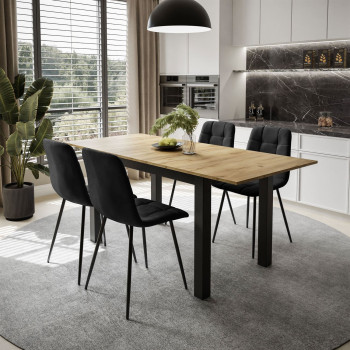 Esszimmer Set Klapptisch + 4 Stühle ARTON II Schwarz / Craft Gold Eiche Esszimmer Set Klapptisch + 4 Stühle ARTON II Schwarz / Craft Gold Eiche