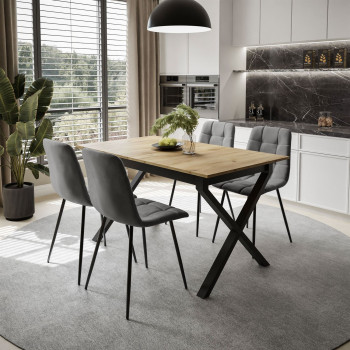 Esszimmer Set Klapptisch + 4 Stühle ARTON III - U Grau / weiß