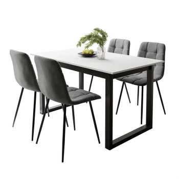 Esszimmer Set Klapptisch + 4 Stühle ARTON III - U Grau / weiß