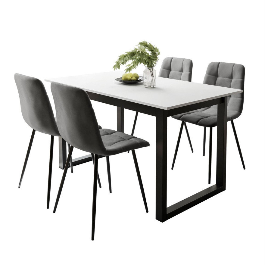 Esszimmer Set Klapptisch + 4 Stühle ARTON III - U Grau / weiß