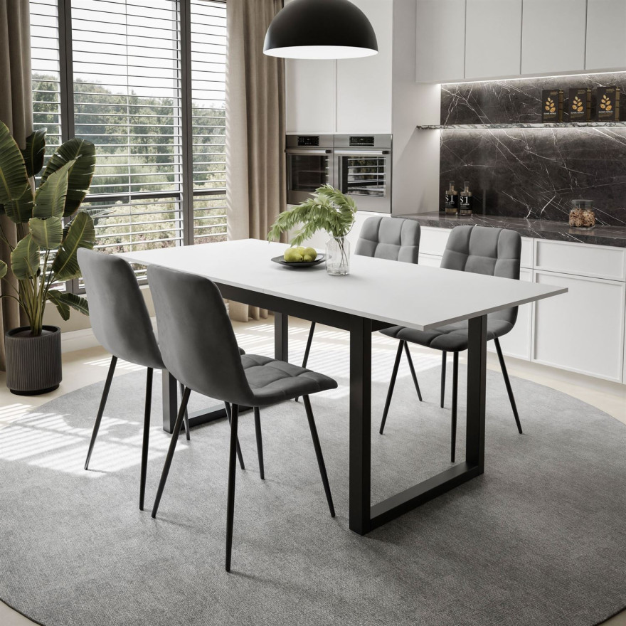 Esszimmer Set Klapptisch + 4 Stühle ARTON III - U Grau / weiß