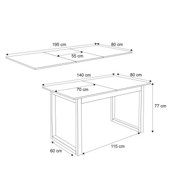 Esszimmer Set Klapptisch + 4 Stühle ARTON III 