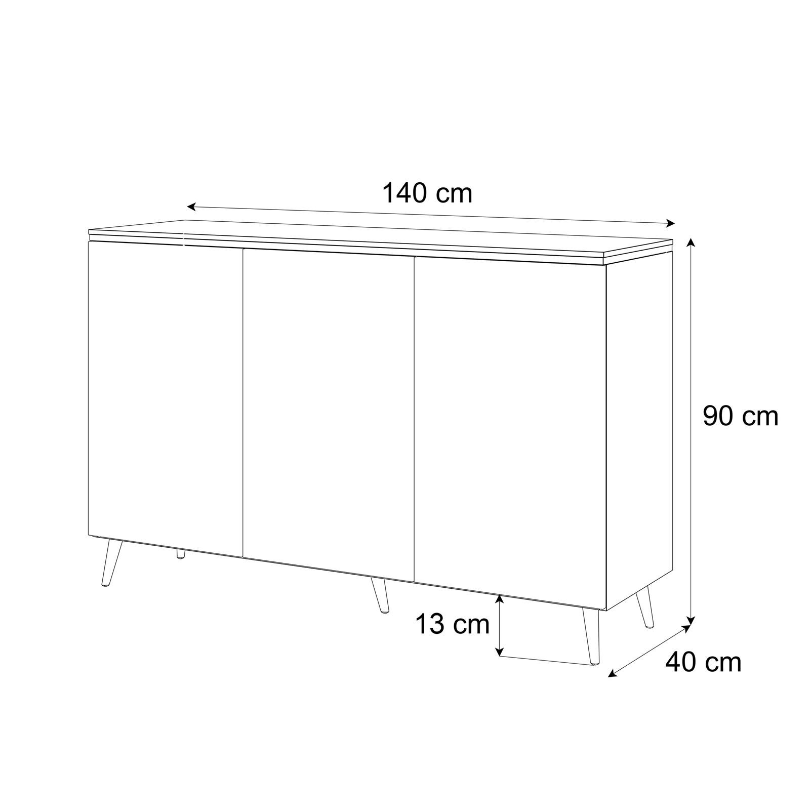 Dreitürige Kommode AURORA SILVER 3D - Stehend