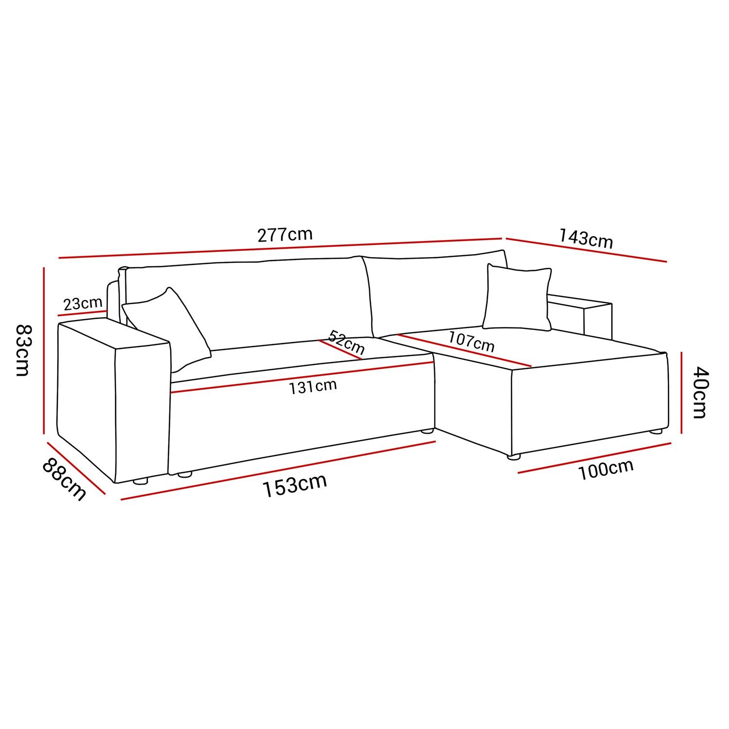 Gepolstertes Ecksofa CARLOS XL Cord