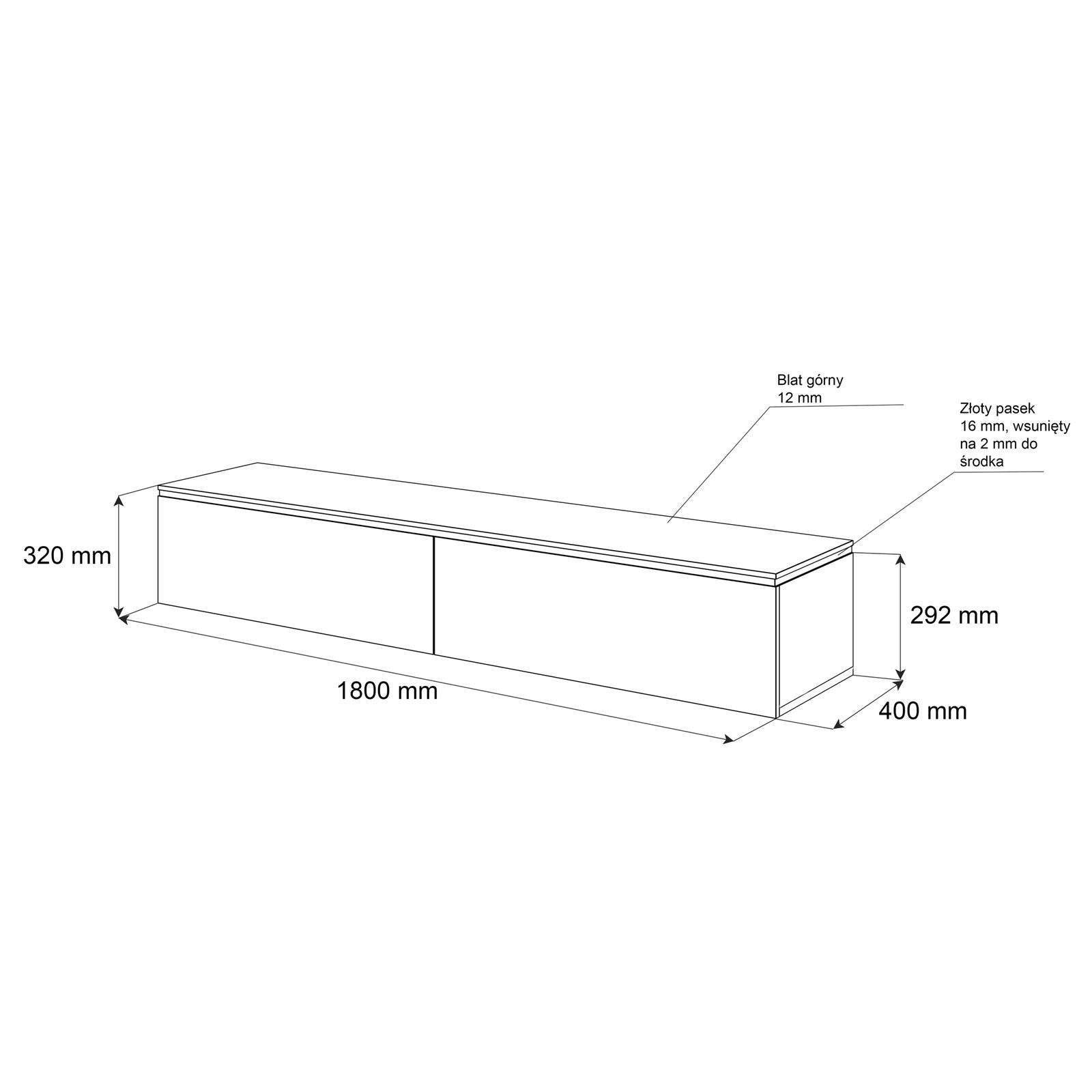 RTV Schrank AURORA SILVER 180 cm - hängend