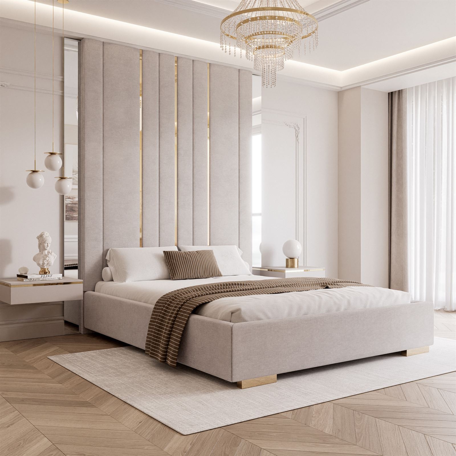 Bettrahmen mit gepolsterten Paneelen Typ V