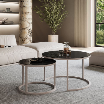 Runder Couchtisch CIRI 2in1 GLASS KASCHMIR