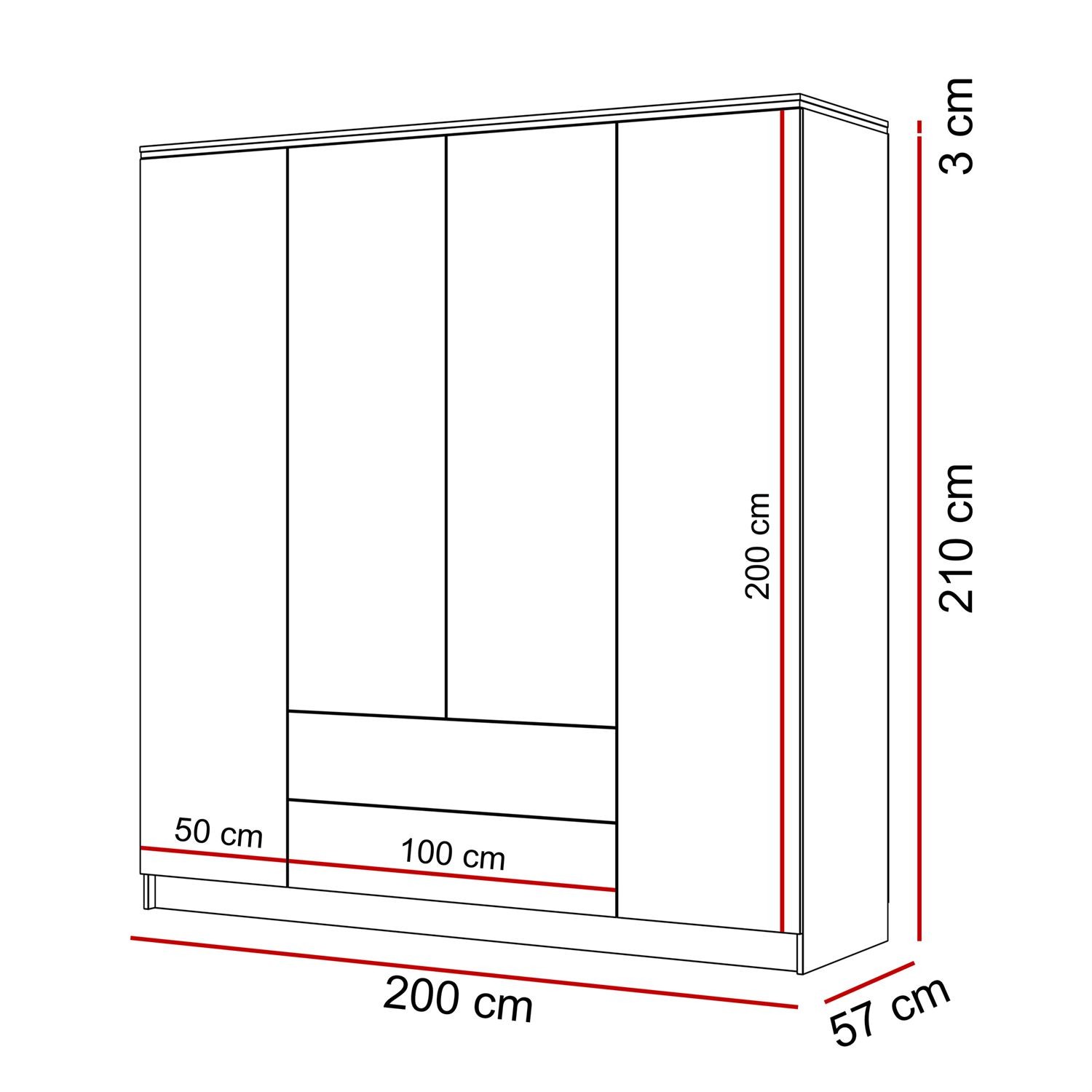 Schrank AURORA 4D2SZ KASCHMIR mit Schubladen