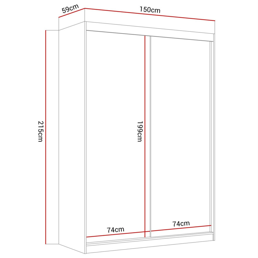 Kleiderschrank CAMARO II Kaschmir mit Spiegel 150 cm