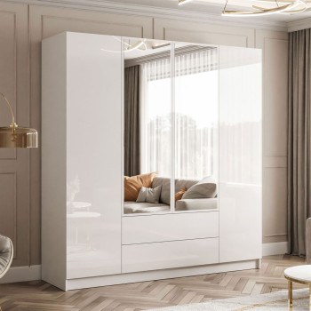 Kippbarer Kleiderschrank AUREL 4D2S mit Spiegel