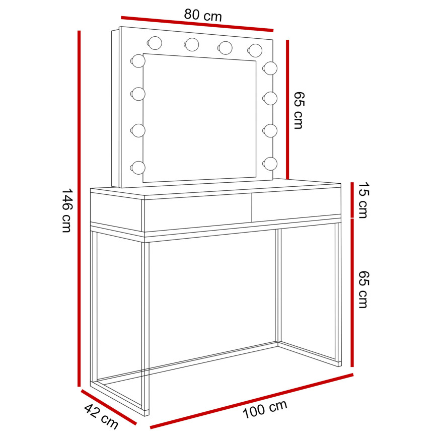 Schminktisch BLANCO LOFT ELITE mit Spiegel und Beleuchtung Schminktisch BLANCO LOFT ELITE mit Spiegel und Beleuchtung