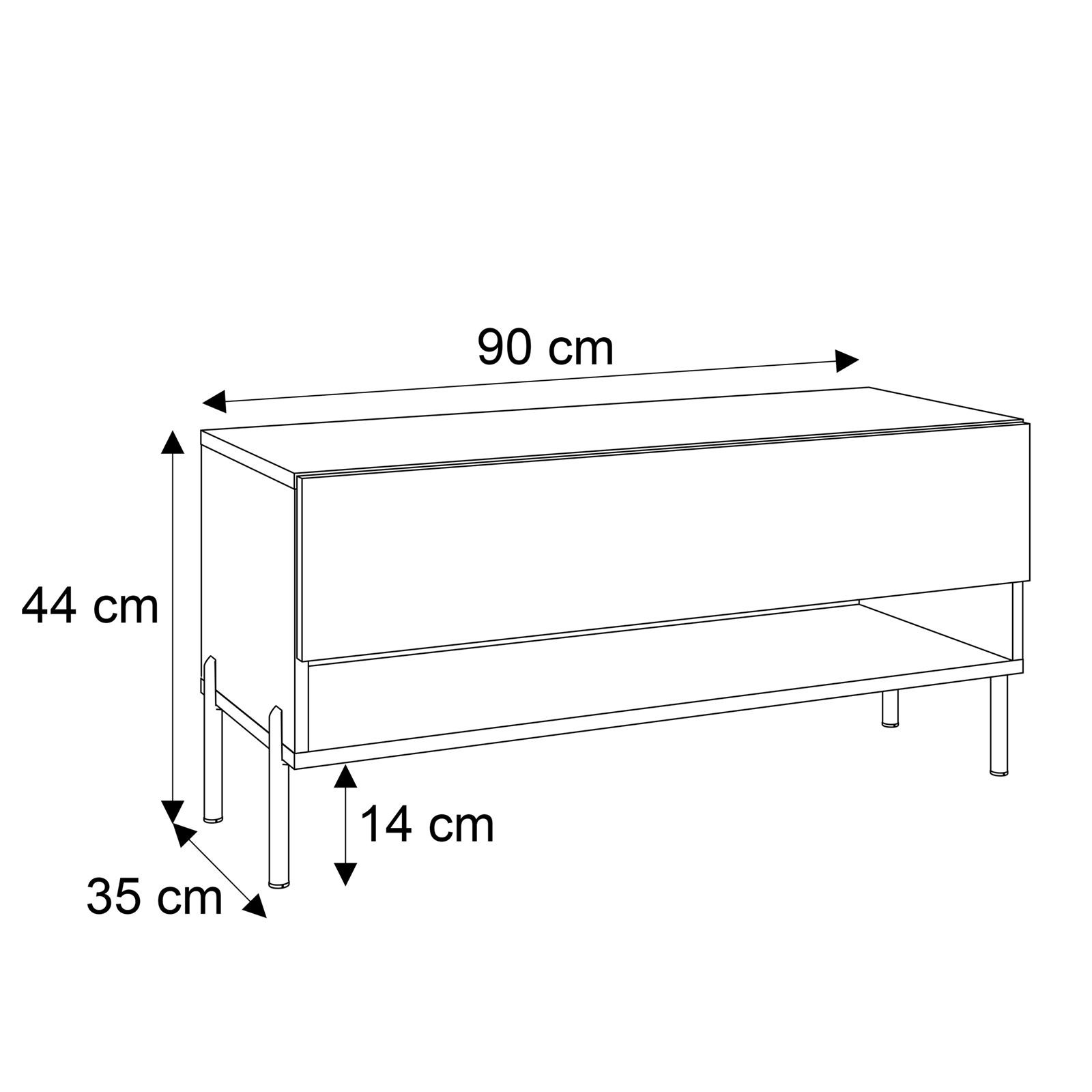 RTV Schrank CALANTE LOFT auf Beinen mit LED-Beleuchtung