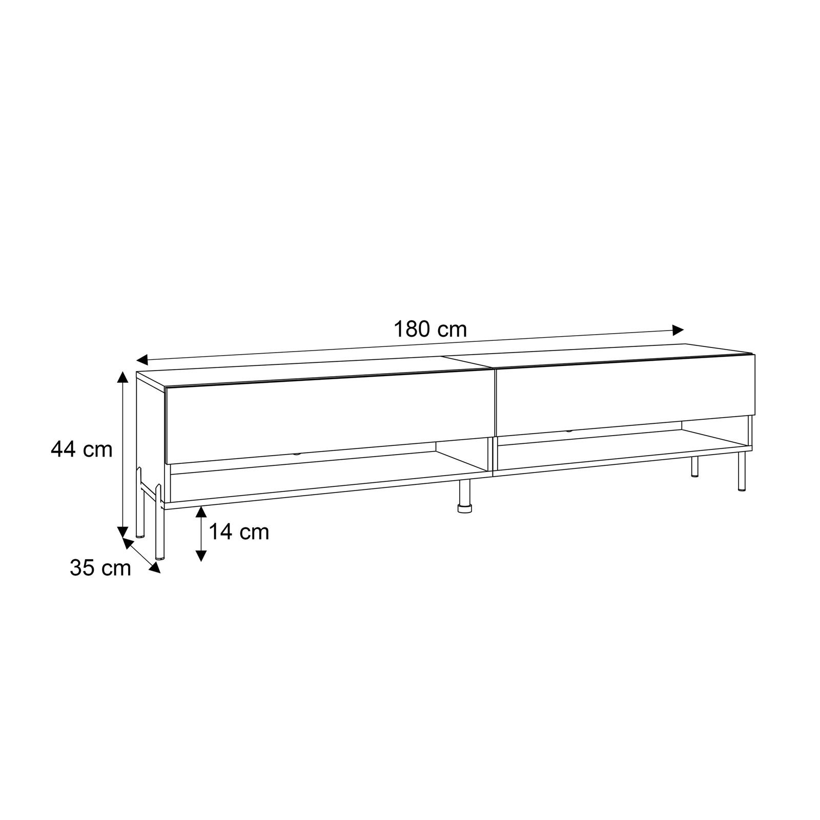 RTV Schrank CALANTE LOFT 180 cm mit LED-Beleuchtung