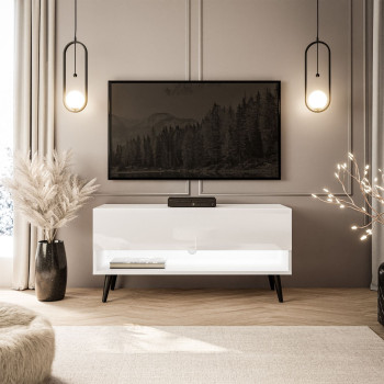 RTV Schrank CALANTE 90 cm auf goldenen Beinen / Kaschmir