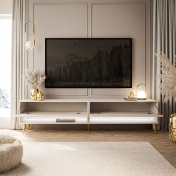 RTV Schrank CALANTE 180 cm auf Beinen Kaschmir / goldene schräge Beine RTV Schrank CALANTE 180 cm auf Beinen Kaschmir / goldene schräge Beine