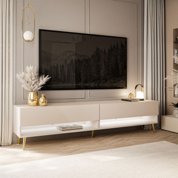 RTV Schrank CALANTE 180 cm auf Beinen Kaschmir / goldene schräge Beine RTV Schrank CALANTE 180 cm auf Beinen Kaschmir / goldene schräge Beine