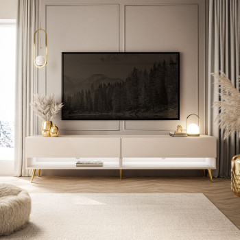 RTV Schrank CALANTE 180 cm auf Beinen Kaschmir / goldene schräge Beine RTV Schrank CALANTE 180 cm auf Beinen Kaschmir / goldene schräge Beine