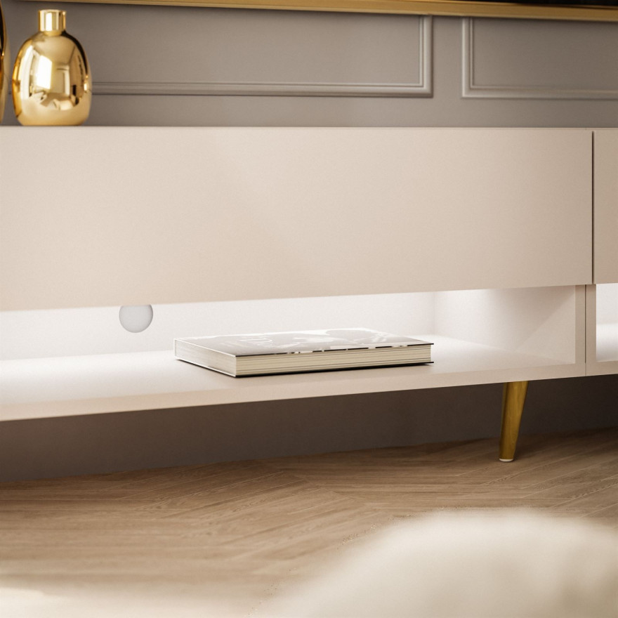 RTV Schrank CALANTE 180 cm auf Beinen Detail goldene Beine RTV Schrank CALANTE 180 cm auf Beinen Detail goldene Beine