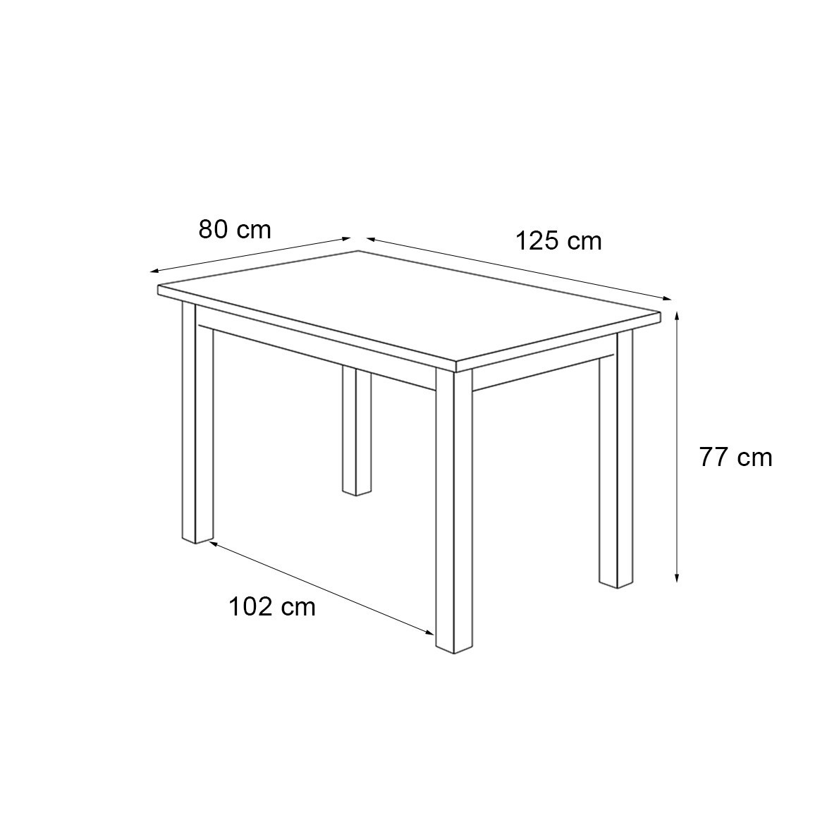 Tisch ART II 125 cm nicht ausklappbar