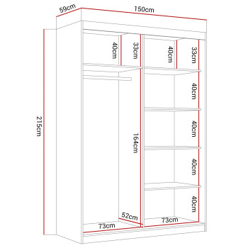 Kleiderschrank CAMARO II PLUS Kaschmir mit Spiegel 150 cm Kleiderschrank CAMARO II PLUS Kaschmir mit Spiegel 150 cm