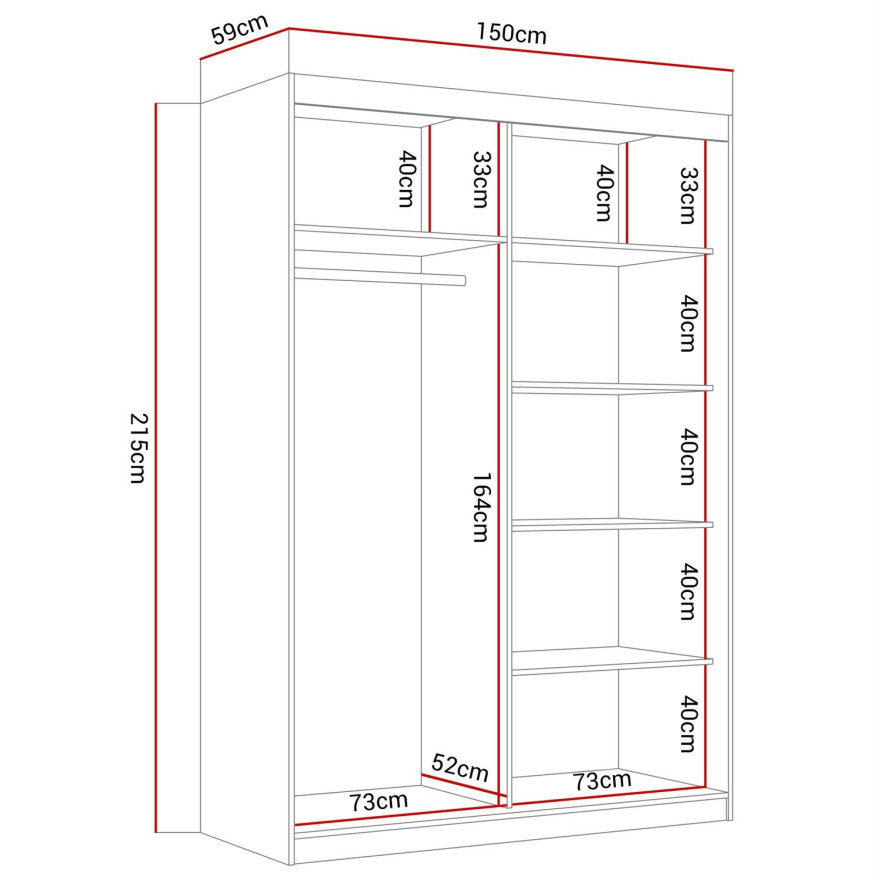 Kleiderschrank CAMARO II PLUS Kaschmir mit Spiegel 150 cm Kleiderschrank CAMARO II PLUS Kaschmir mit Spiegel 150 cm