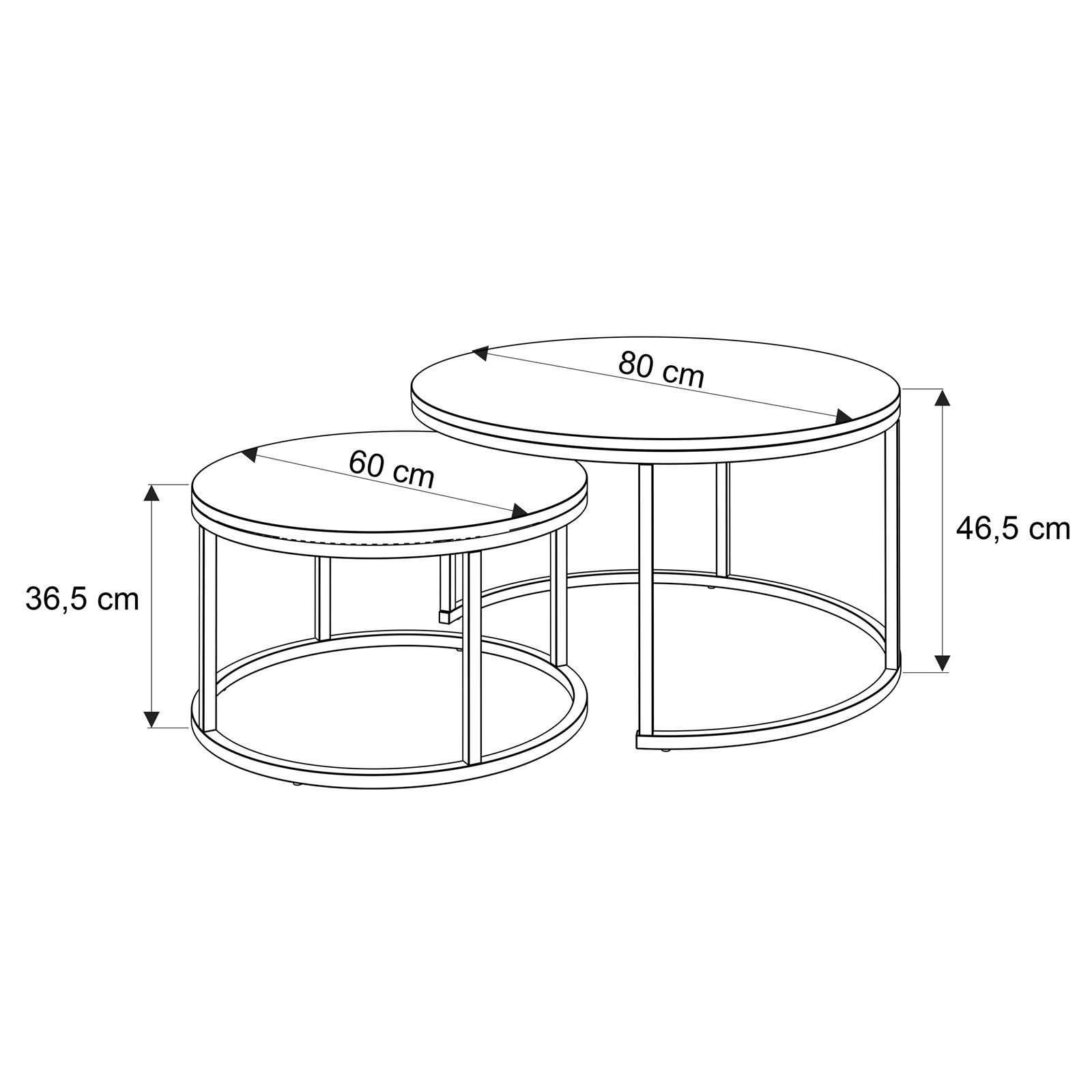 Runder Couchtisch-Set OASIS MAX 2in1