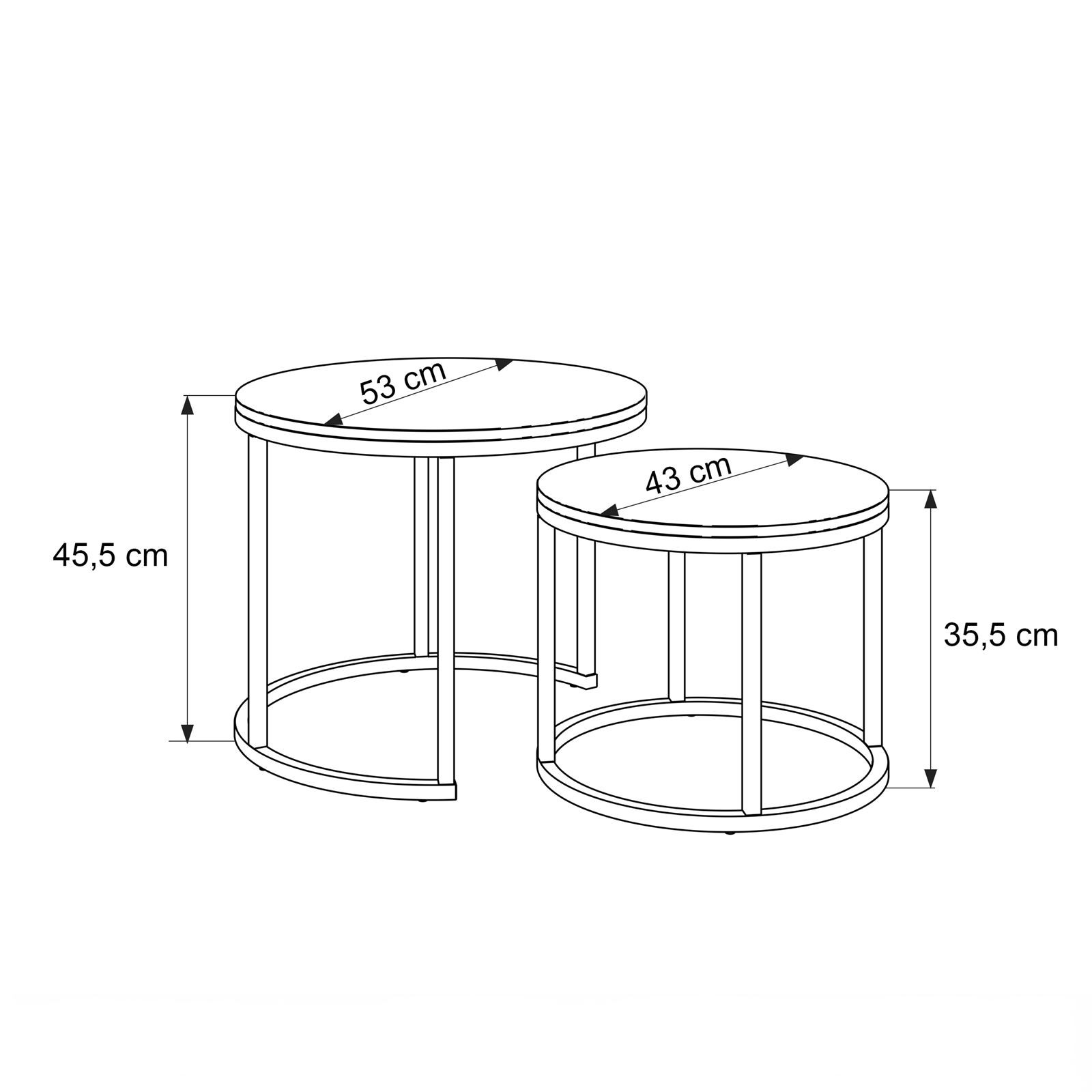 Runder Couchtisch Set OASIS 2in1