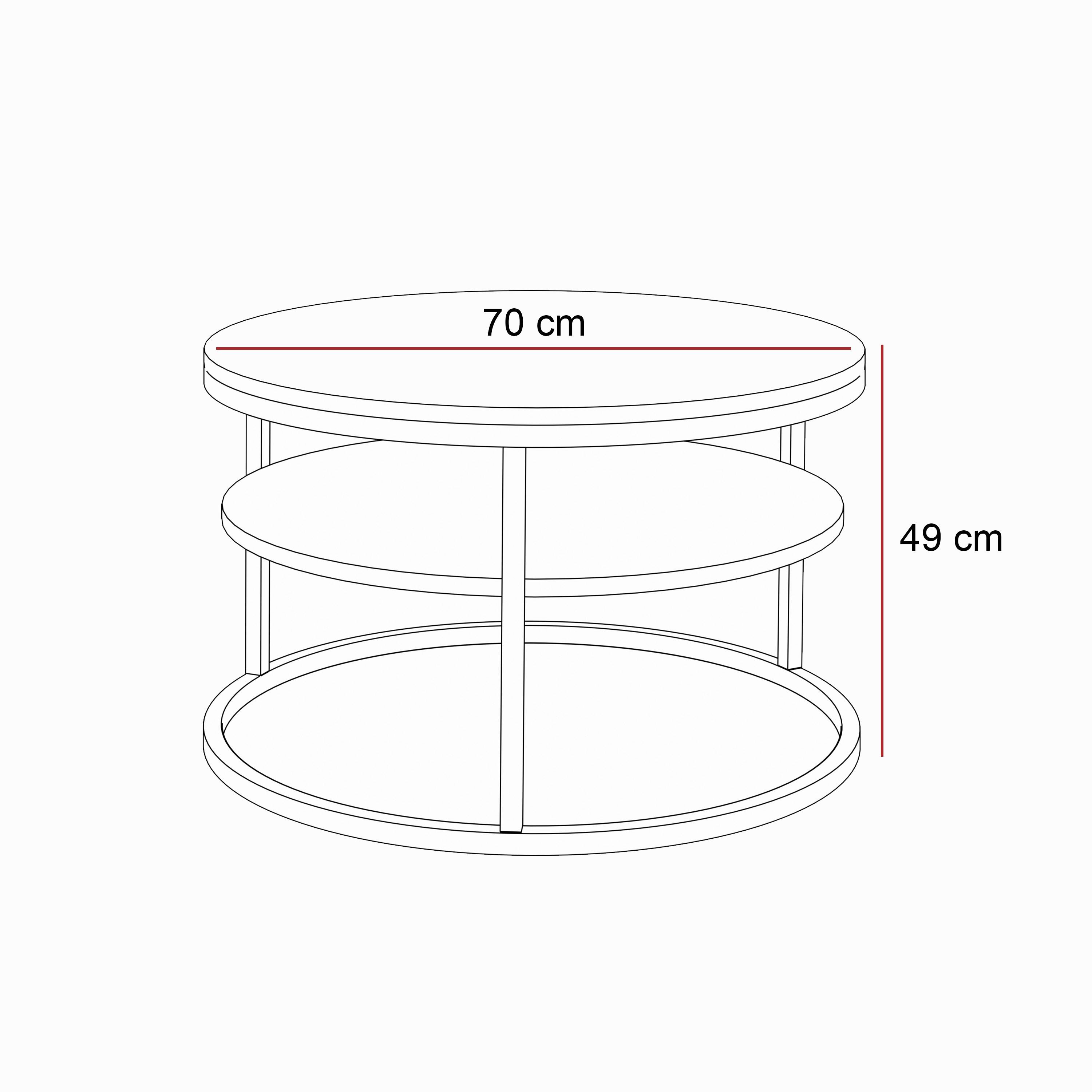 COREIL runder Couchtisch mit Ablage hochglanz