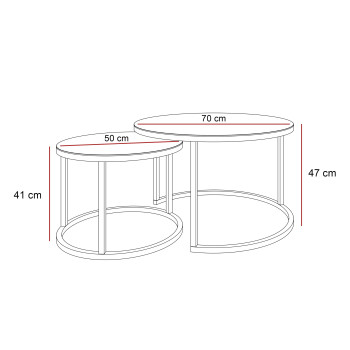 Rounder Couchtisch 2in1 CIRI GLASS mit schwarzem und weißem Gestell