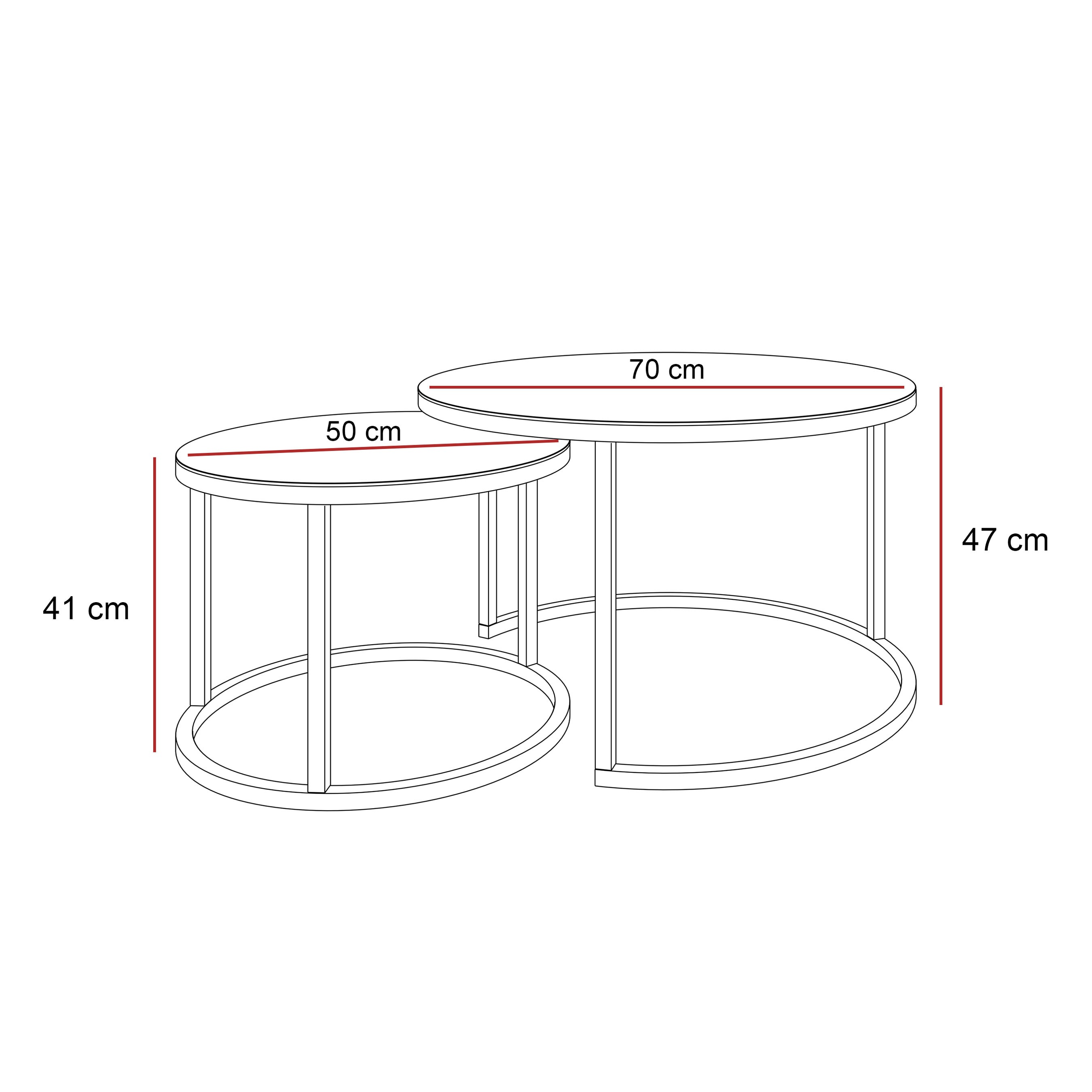 Rounder Couchtisch 2in1 CIRI GLASS mit schwarzem und weißem Gestell