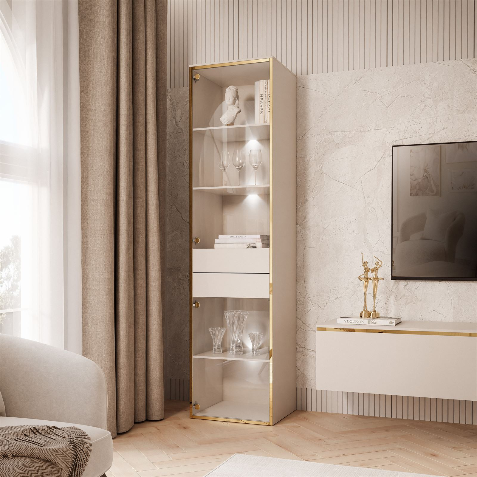 Vitrine AURORA KASCHMIR mit LED-Beleuchtung