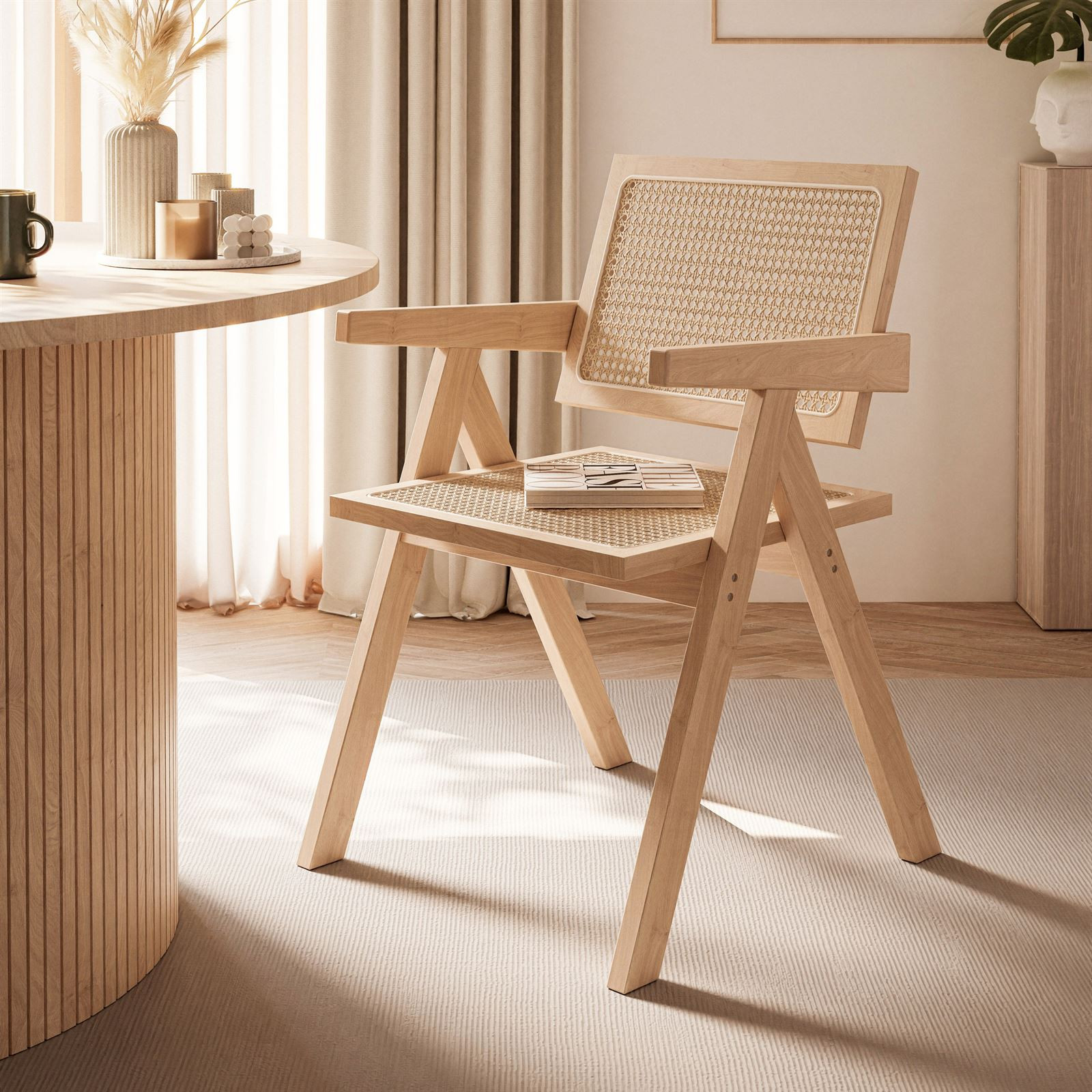 Essstuhl BOHO mit Rattan