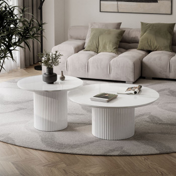 Set OVI Beistelltische mit geriffeltem Fuß