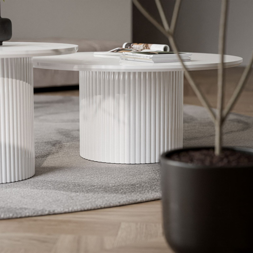 Set OVI Beistelltische mit geriffeltem Fuß