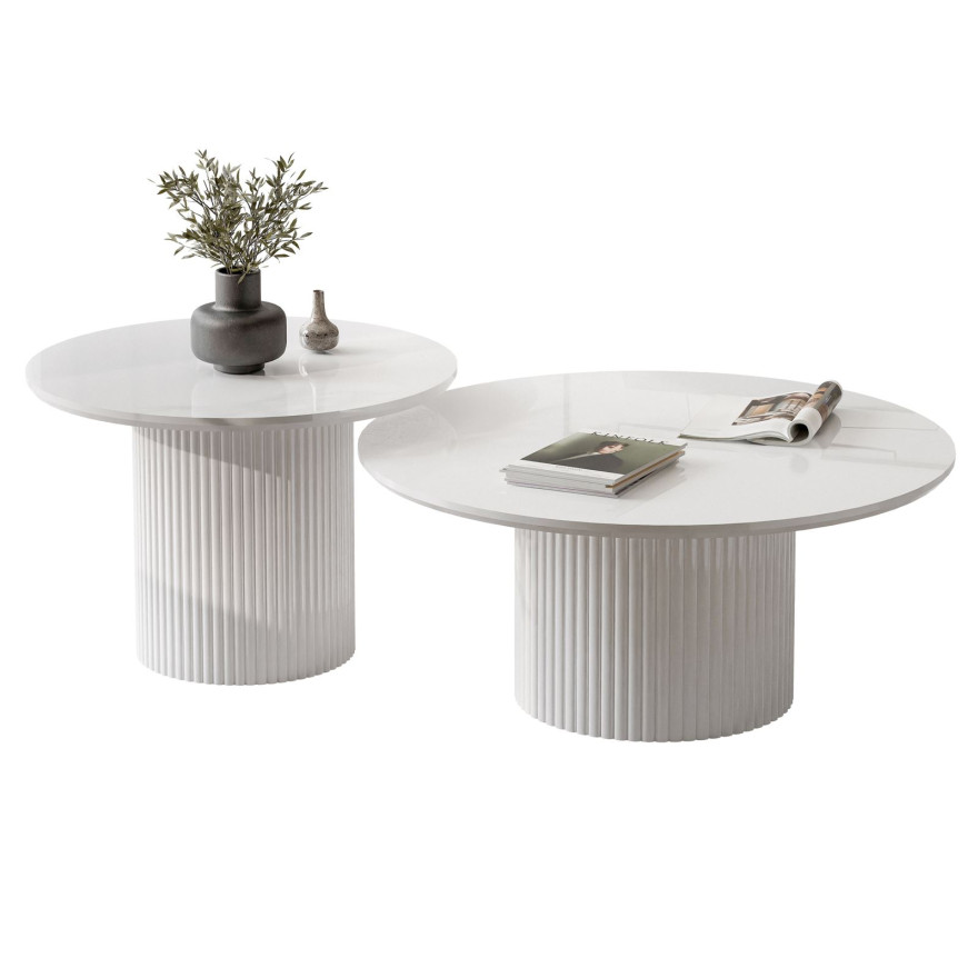 Set OVI Beistelltische mit geriffeltem Fuß