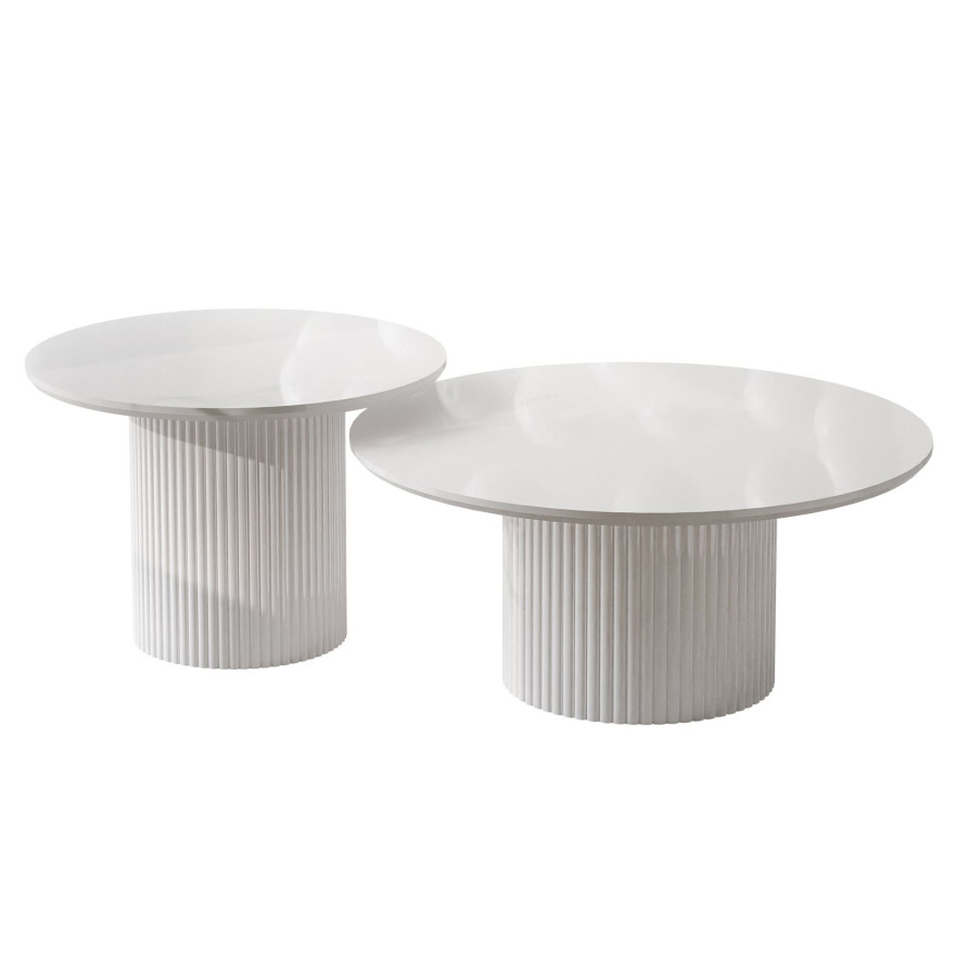 Set OVI Beistelltische mit geriffeltem Fuß
