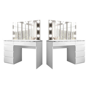 Schminktisch AURORA II SILVER ELITE mit Spiegel und Beleuchtung