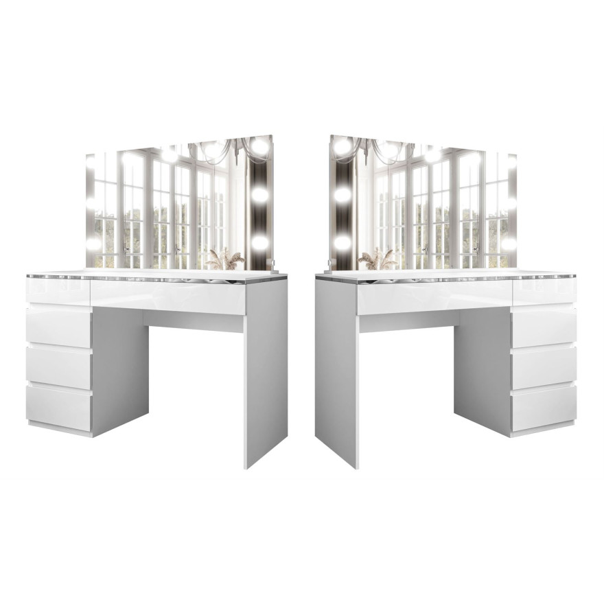 Schminktisch AURORA II SILVER ELITE mit Spiegel und Beleuchtung