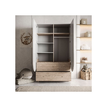 Zweiflügeliger Kinderschrank BLOOM mit zwei Schubladen 2D2S