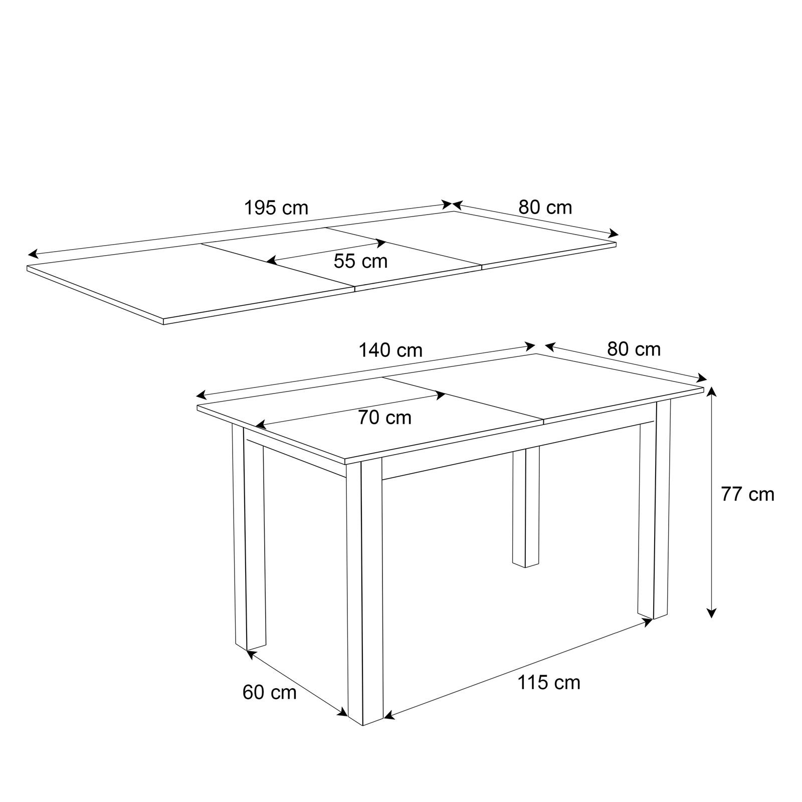 Ausziehbarer Tisch ARTON GOLD 140 cm