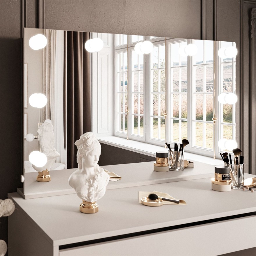 Schminktisch MADA ELITE KASCHMIR mit Spiegel und Beleuchtung