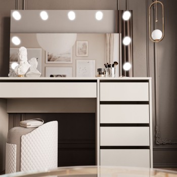 Schminktisch MADA ELITE KASCHMIR mit Spiegel und Beleuchtung